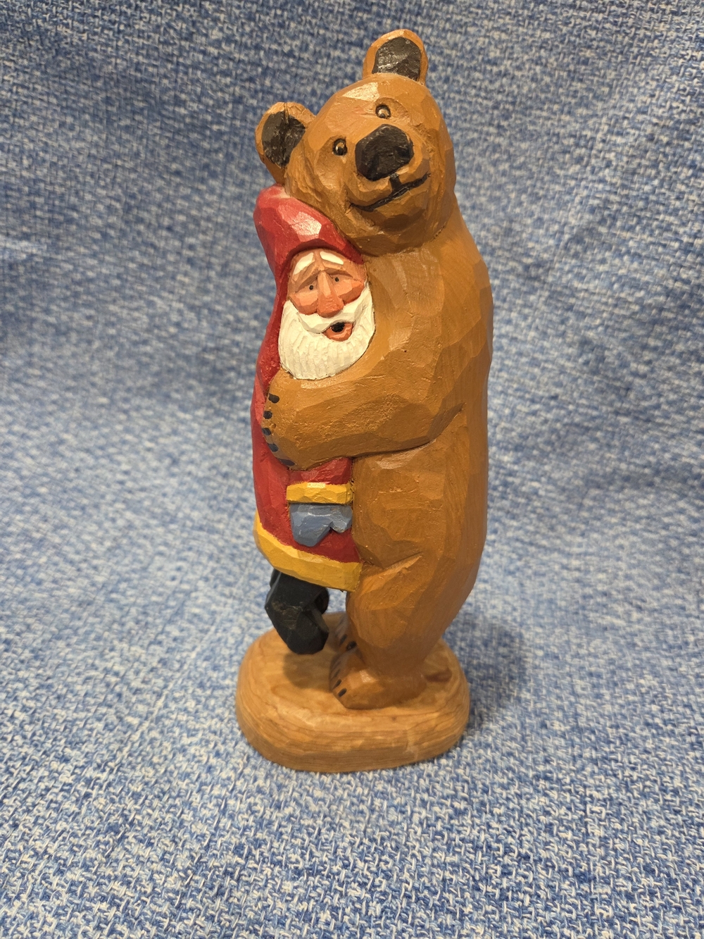 Vintage "Big" Bear Hug Santa Handcarved Figurine by Susan M Smith 1998